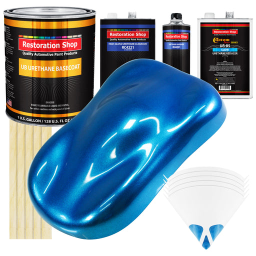 True Blue Firemist - Urethane Basecoat with Clearcoat Auto Paint - Complete Slow Gallon Paint Kit - Professional Gloss Automotive Car Truck Coating