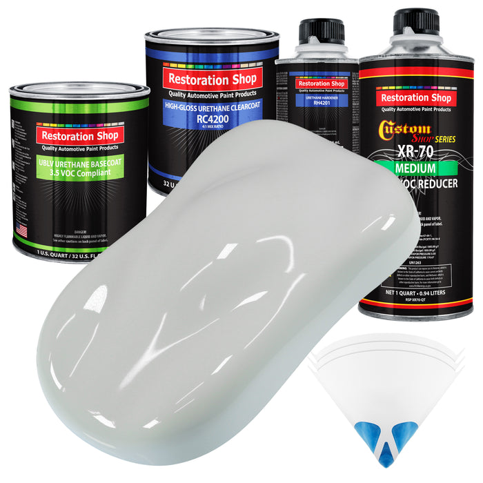 Classic White - LOW VOC Urethane Basecoat with Clearcoat Auto Paint - Complete Medium Quart Paint Kit - Professional High Gloss Automotive Coating