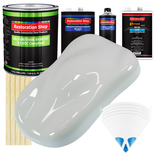 Classic White - LOW VOC Urethane Basecoat with Clearcoat Auto Paint - Complete Slow Gallon Paint Kit - Professional High Gloss Automotive Coating