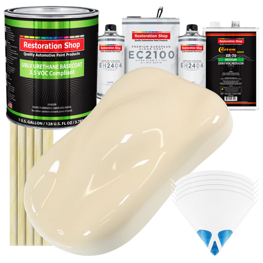 Wimbledon White - LOW VOC Urethane Basecoat with European Clearcoat Auto Paint - Complete Gallon Paint Color Kit - Automotive Coating