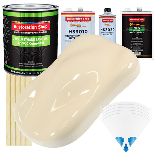 Wimbledon White - LOW VOC Urethane Basecoat with Premium Clearcoat Auto Paint (Complete Medium Gallon Paint Kit) Professional Gloss Automotive Coating