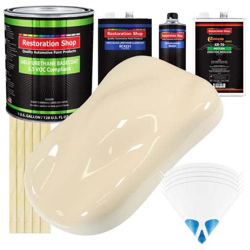 Wimbledon White - LOW VOC Urethane Basecoat with Clearcoat Auto Paint - Complete Medium Gallon Paint Kit - Professional High Gloss Automotive Coating