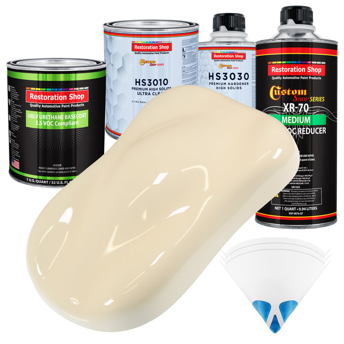 Wimbledon White - LOW VOC Urethane Basecoat with Premium Clearcoat Auto Paint (Complete Medium Quart Paint Kit) Professional Gloss Automotive Coating