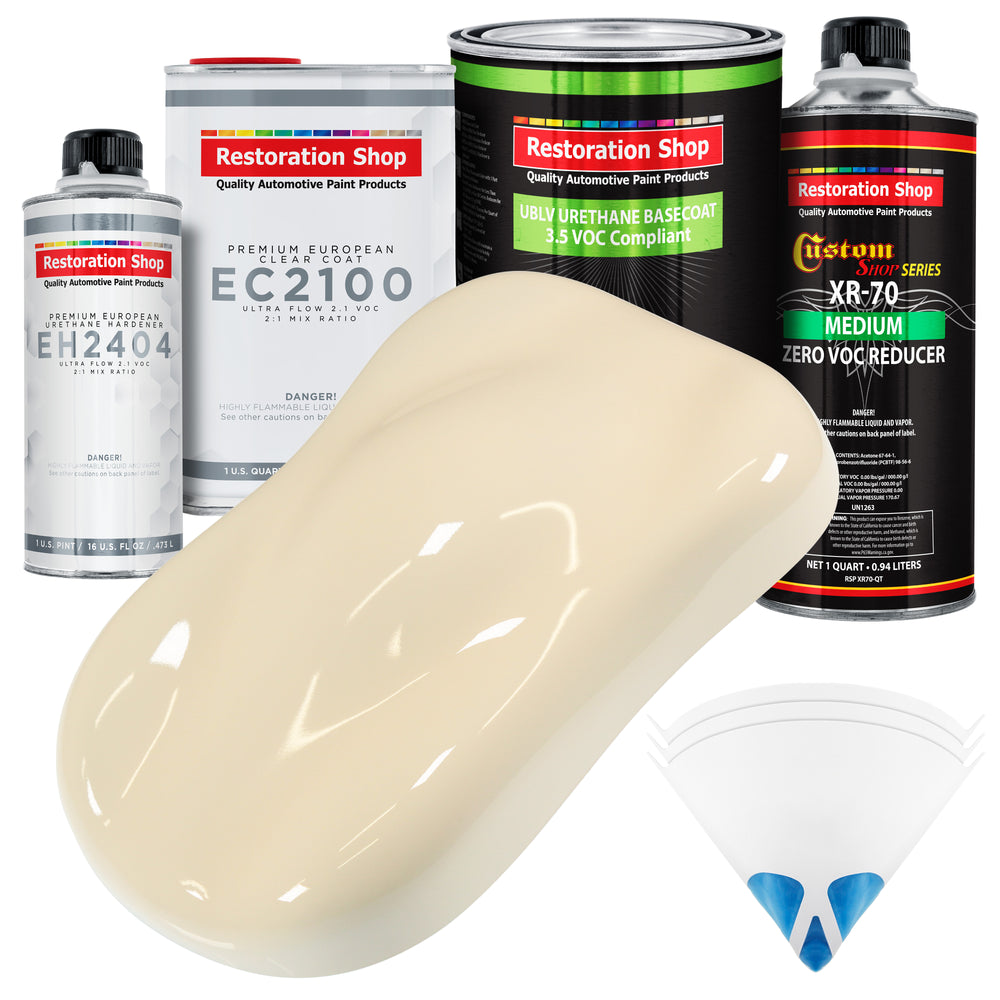 Wimbledon White - LOW VOC Urethane Basecoat with European Clearcoat Auto Paint - Complete Quart Paint Color Kit - Automotive Coating