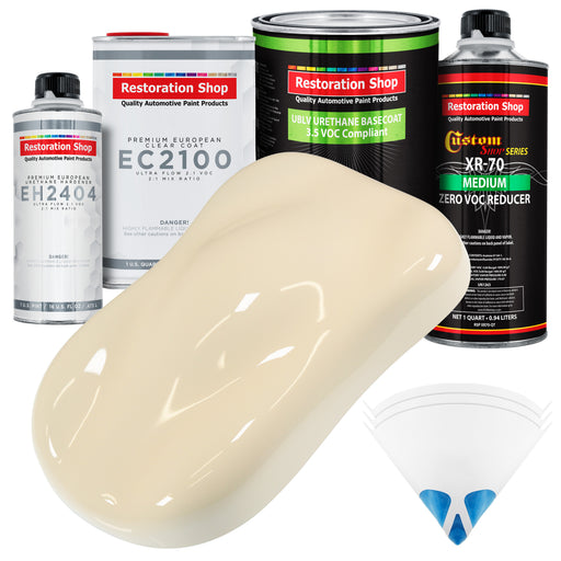 Wimbledon White - LOW VOC Urethane Basecoat with European Clearcoat Auto Paint - Complete Quart Paint Color Kit - Automotive Coating