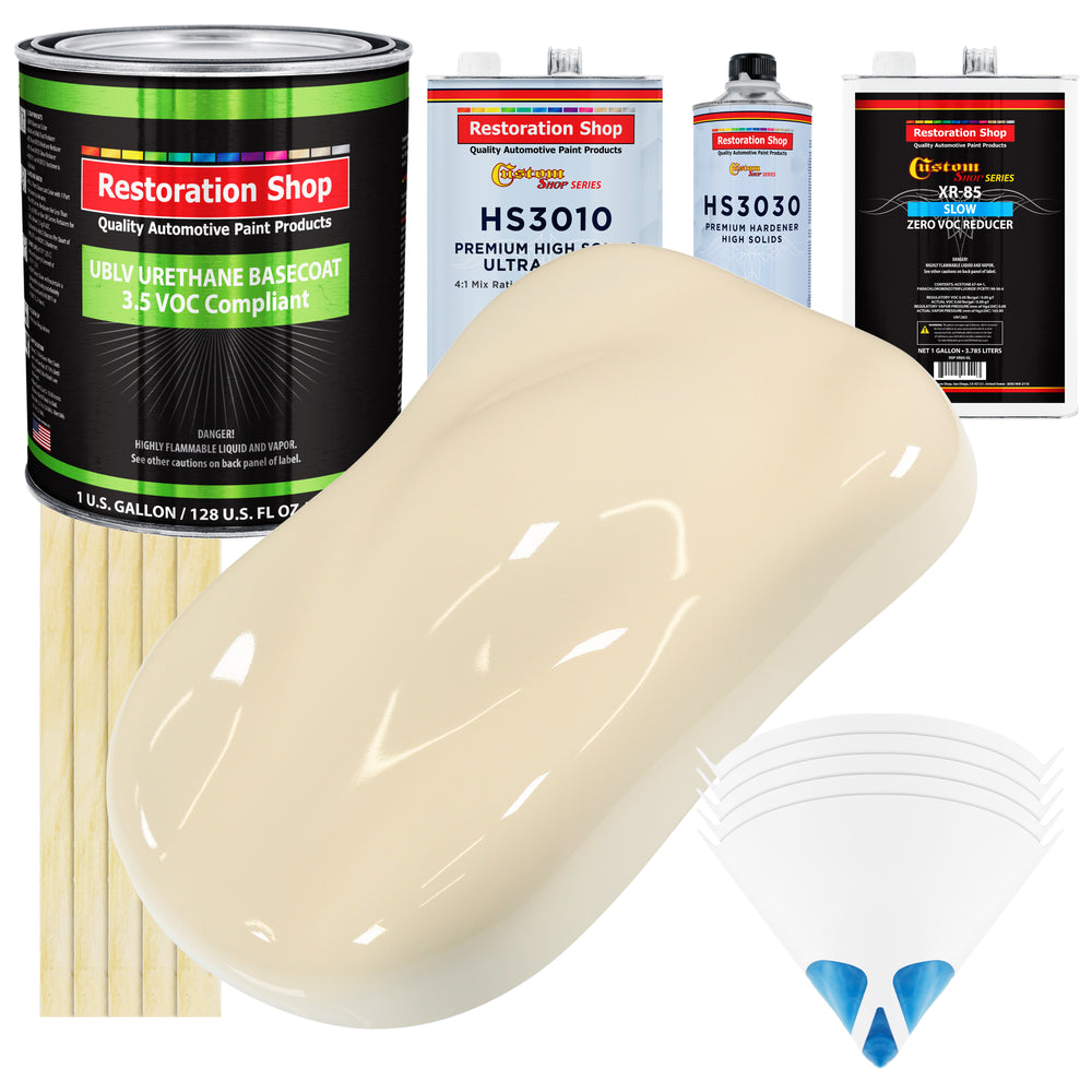 Wimbledon White - LOW VOC Urethane Basecoat with Premium Clearcoat Auto Paint - Complete Slow Gallon Paint Kit - Professional Gloss Automotive Coating