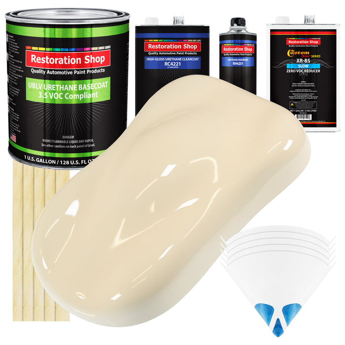 Wimbledon White - LOW VOC Urethane Basecoat with Clearcoat Auto Paint - Complete Slow Gallon Paint Kit - Professional High Gloss Automotive Coating