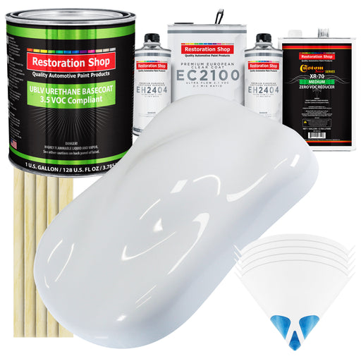 Winter White - LOW VOC Urethane Basecoat with European Clearcoat Auto Paint - Complete Gallon Paint Color Kit - Automotive Coating