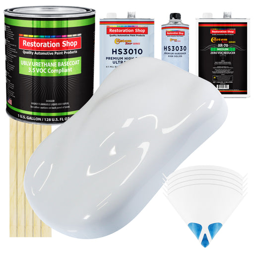 Winter White - LOW VOC Urethane Basecoat with Premium Clearcoat Auto Paint - Complete Medium Gallon Paint Kit - Professional Gloss Automotive Coating