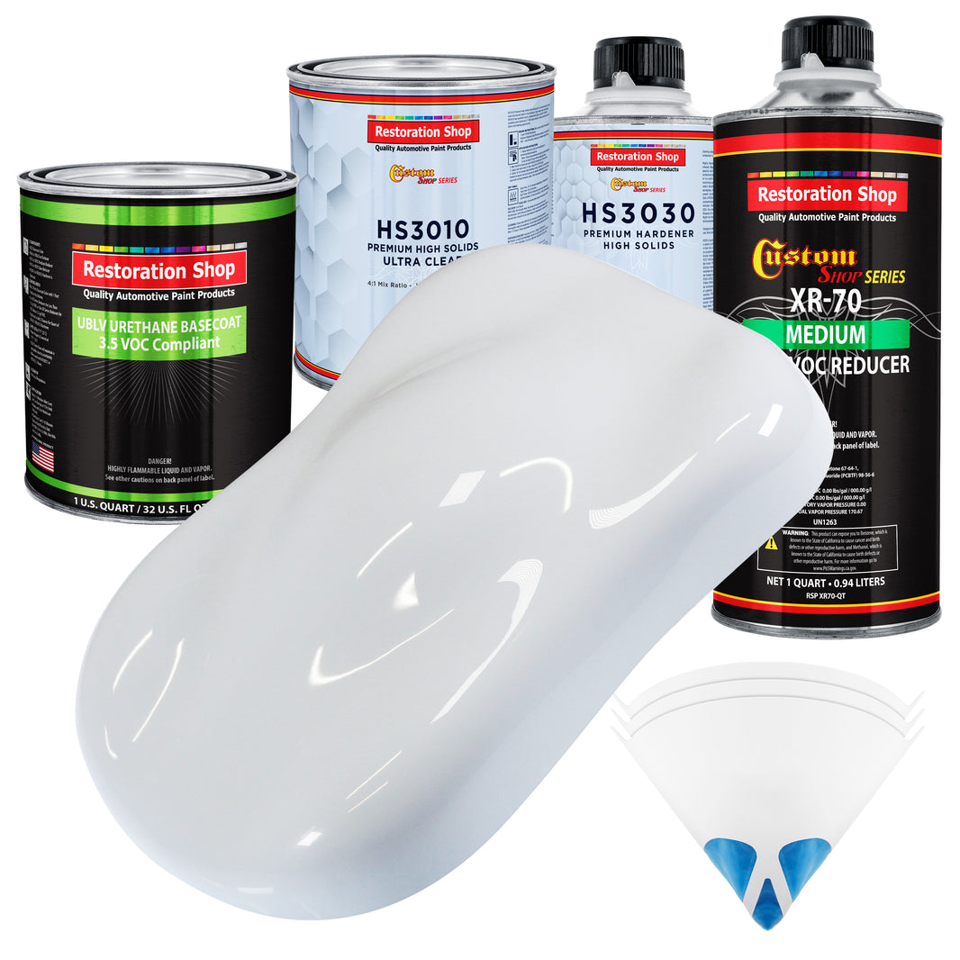 Winter White - LOW VOC Urethane Basecoat with Premium Clearcoat Auto Paint - Complete Medium Quart Paint Kit - Professional Gloss Automotive Coating