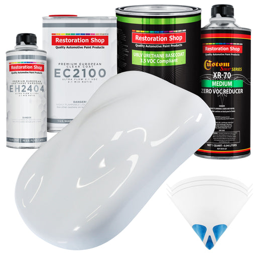 Winter White - LOW VOC Urethane Basecoat with European Clearcoat Auto Paint - Complete Quart Paint Color Kit - Automotive Coating