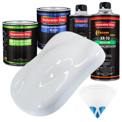 Winter White - LOW VOC Urethane Basecoat with Clearcoat Auto Paint - Complete Medium Quart Paint Kit - Professional High Gloss Automotive Coating