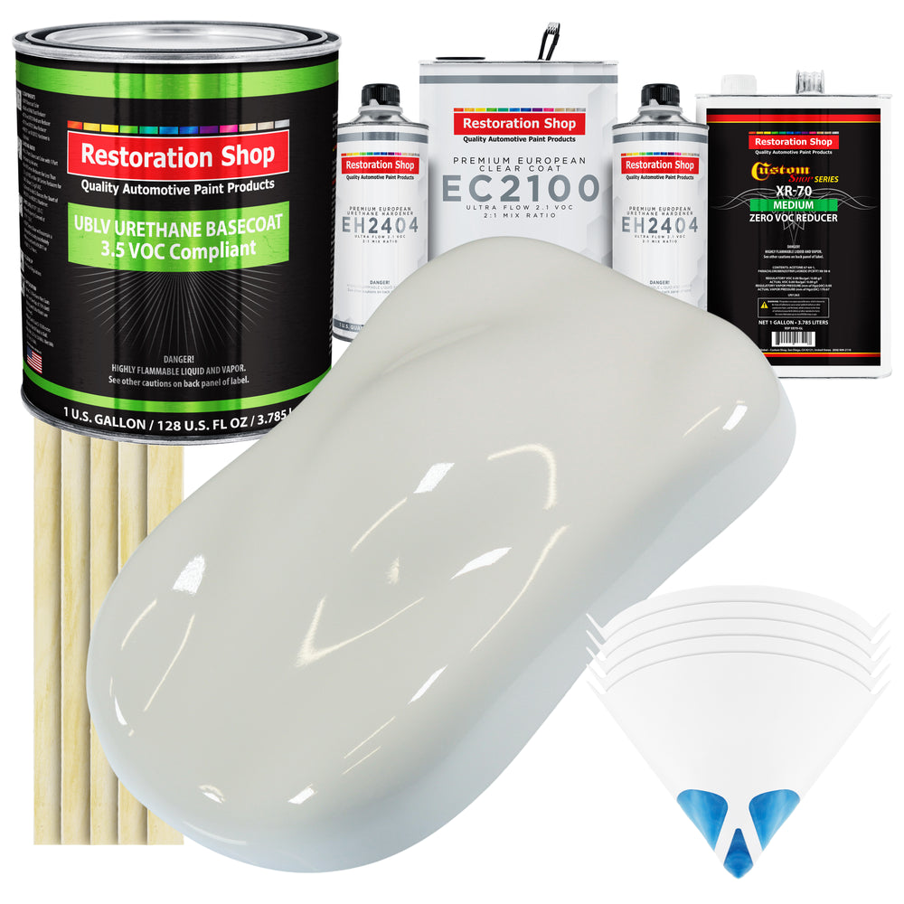 Linen White - LOW VOC Urethane Basecoat with European Clearcoat Auto Paint - Complete Gallon Paint Color Kit - Automotive Coating
