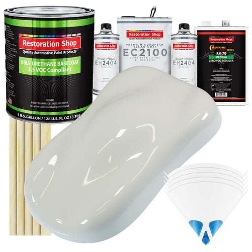 Linen White - LOW VOC Urethane Basecoat with European Clearcoat Auto Paint - Complete Gallon Paint Color Kit - Automotive Coating