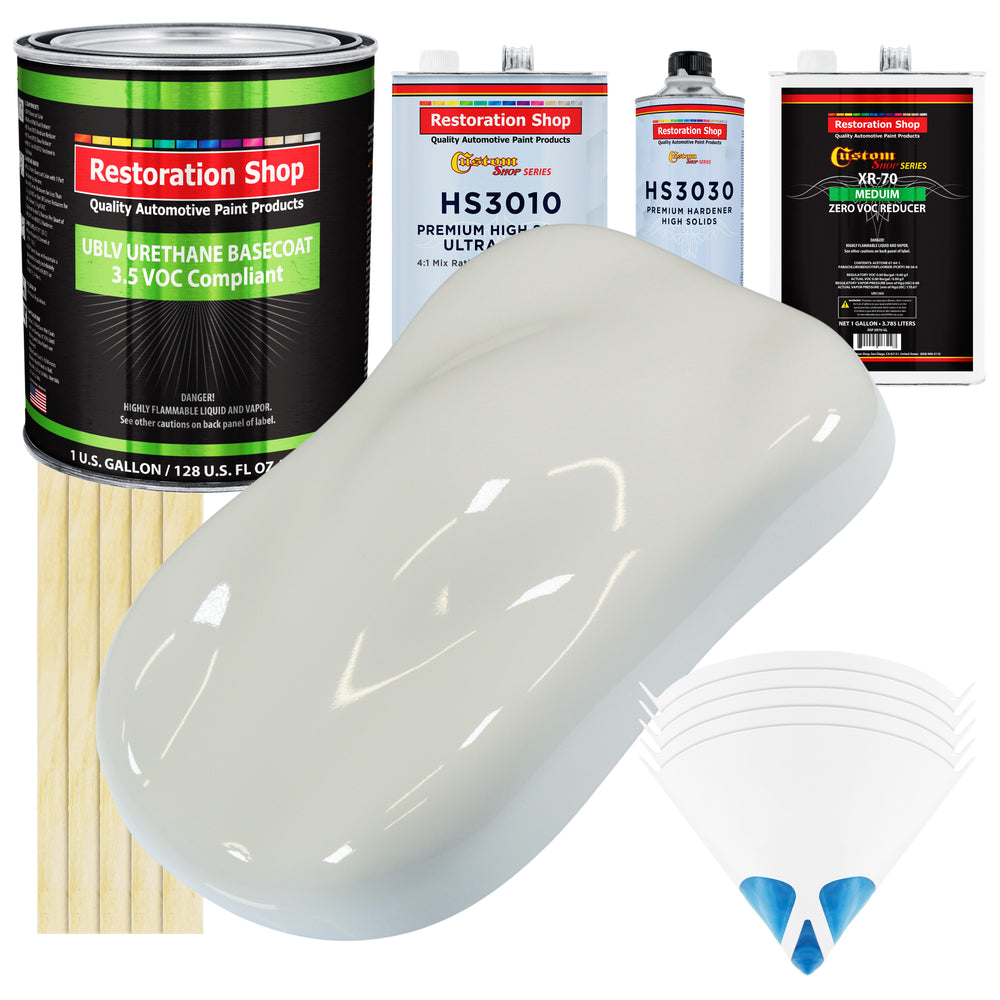 Linen White - LOW VOC Urethane Basecoat with Premium Clearcoat Auto Paint - Complete Medium Gallon Paint Kit - Professional Gloss Automotive Coating
