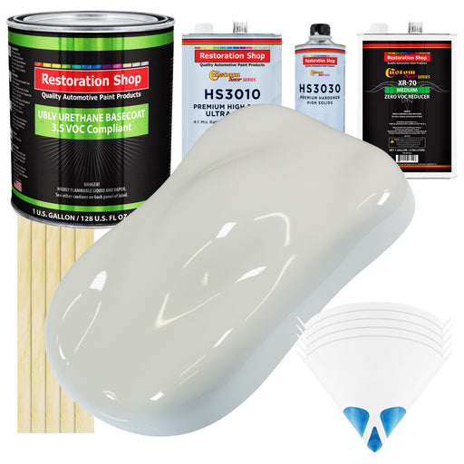 Linen White - LOW VOC Urethane Basecoat with Premium Clearcoat Auto Paint - Complete Medium Gallon Paint Kit - Professional Gloss Automotive Coating