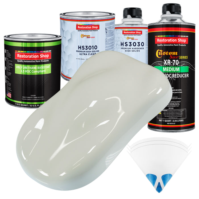 Arctic White - LOW VOC Urethane Basecoat with Premium Clearcoat Auto Paint - Complete Medium Quart Paint Kit - Professional Gloss Automotive Coating