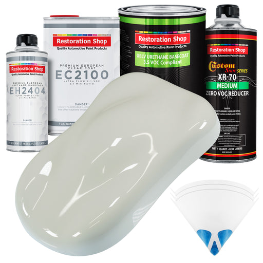 Arctic White - LOW VOC Urethane Basecoat with European Clearcoat Auto Paint - Complete Quart Paint Color Kit - Automotive Coating