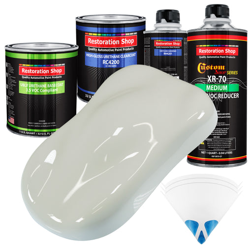 Arctic White - LOW VOC Urethane Basecoat with Clearcoat Auto Paint - Complete Medium Quart Paint Kit - Professional High Gloss Automotive Coating