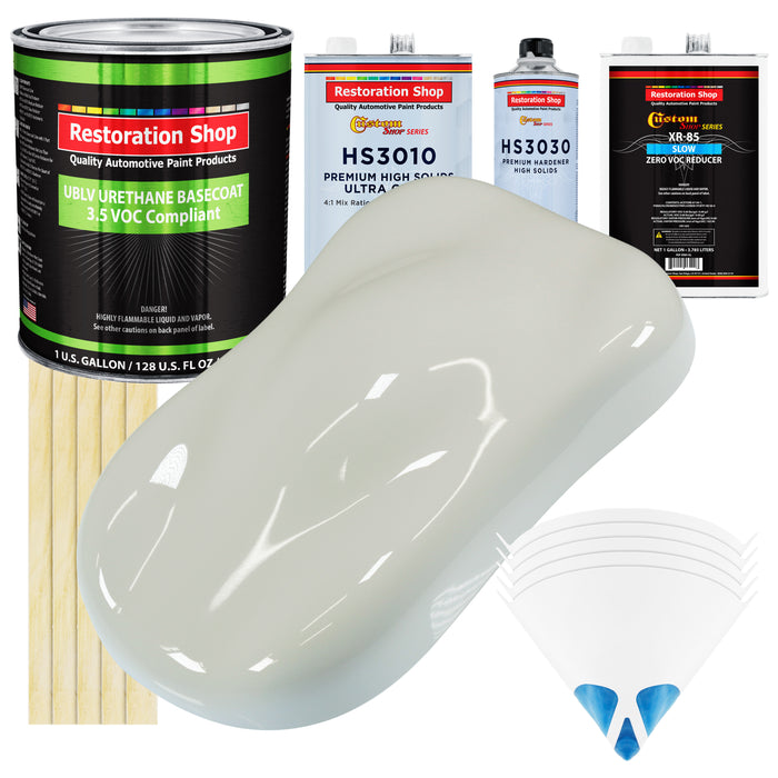 Arctic White - LOW VOC Urethane Basecoat with Premium Clearcoat Auto Paint (Complete Slow Gallon Paint Kit) Professional High Gloss Automotive Coating