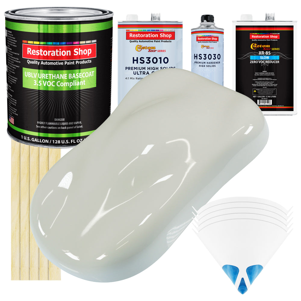 Arctic White - LOW VOC Urethane Basecoat with Premium Clearcoat Auto Paint (Complete Slow Gallon Paint Kit) Professional High Gloss Automotive Coating
