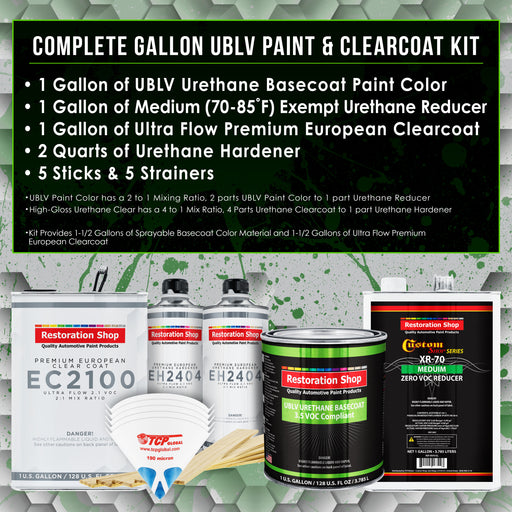 Ermine White - LOW VOC Urethane Basecoat with European Clearcoat Auto Paint - Complete Gallon Paint Color Kit - Automotive Coating
