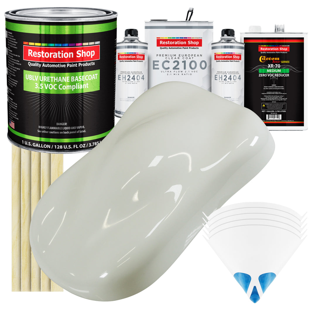 Ermine White - LOW VOC Urethane Basecoat with European Clearcoat Auto Paint - Complete Gallon Paint Color Kit - Automotive Coating