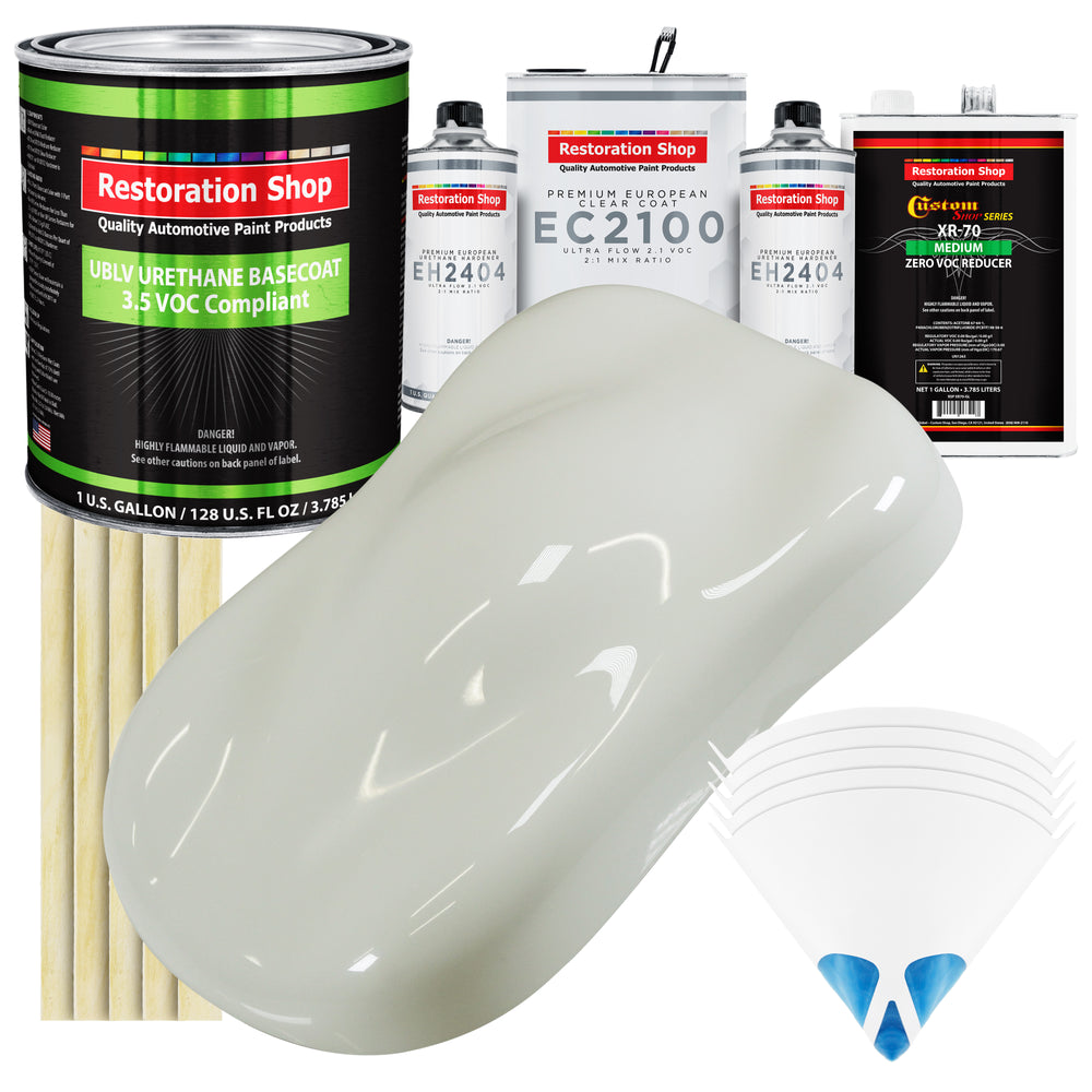 Ermine White - LOW VOC Urethane Basecoat with European Clearcoat Auto Paint - Complete Gallon Paint Color Kit - Automotive Coating