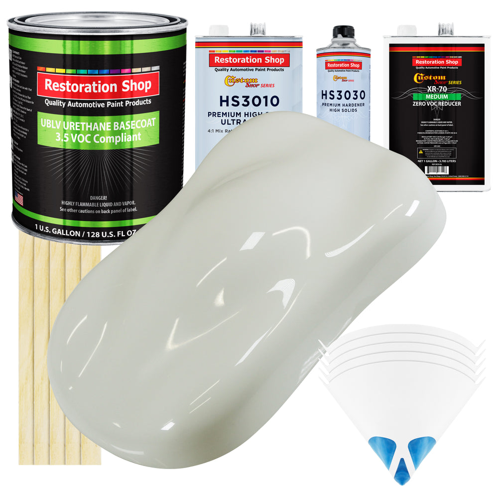 Ermine White - LOW VOC Urethane Basecoat with Premium Clearcoat Auto Paint - Complete Medium Gallon Paint Kit - Professional Gloss Automotive Coating