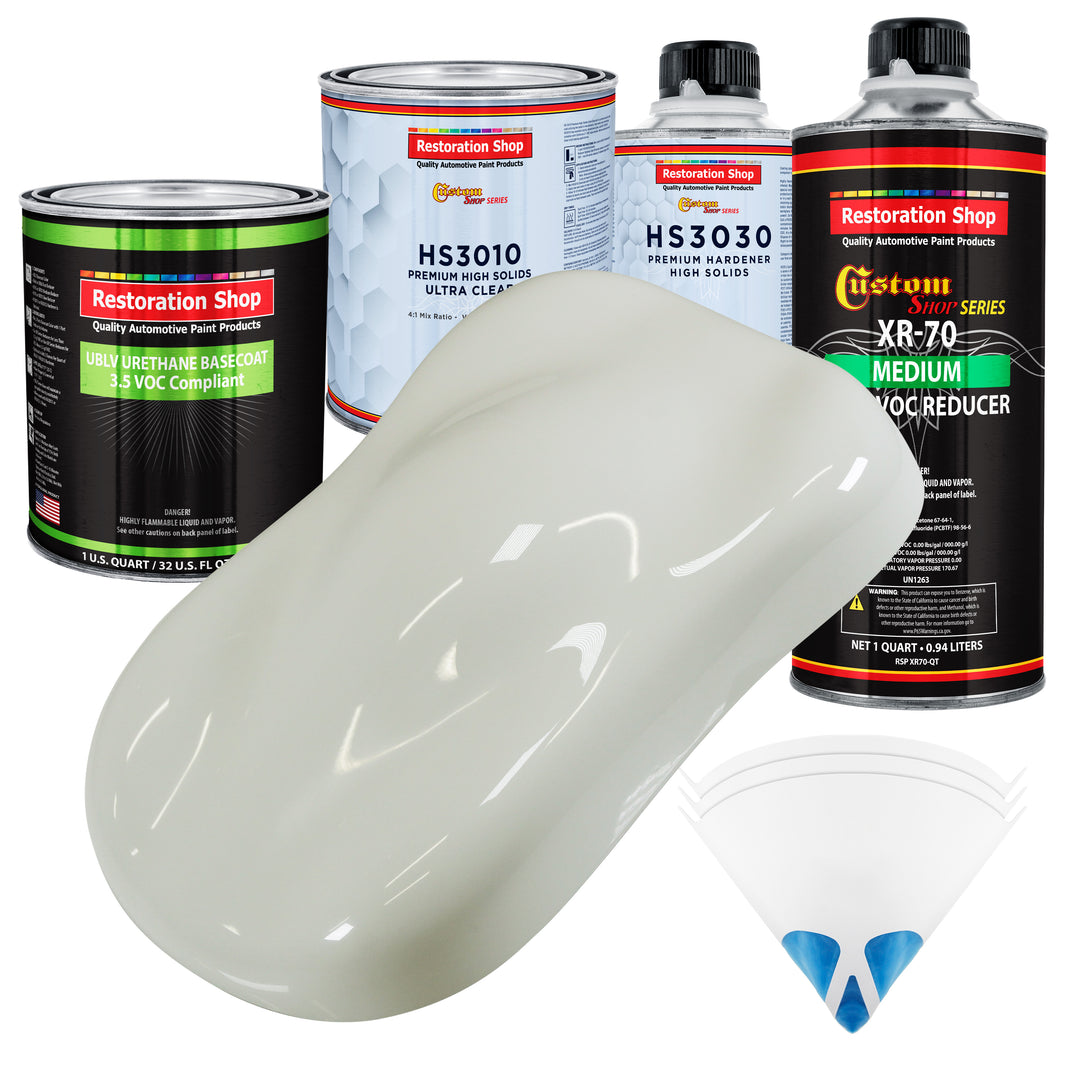 Ermine White - LOW VOC Urethane Basecoat with Premium Clearcoat Auto Paint - Complete Medium Quart Paint Kit - Professional Gloss Automotive Coating