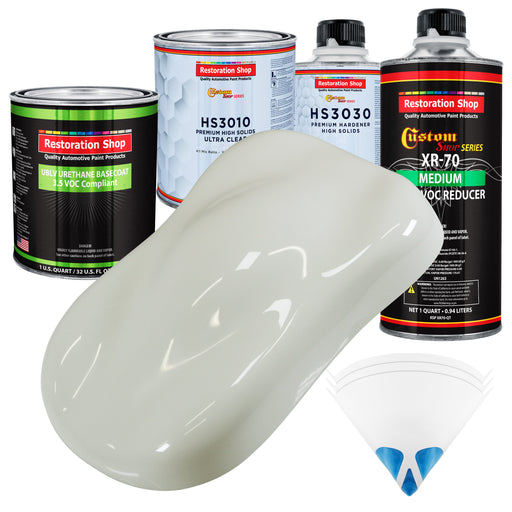 Ermine White - LOW VOC Urethane Basecoat with Premium Clearcoat Auto Paint - Complete Medium Quart Paint Kit - Professional Gloss Automotive Coating