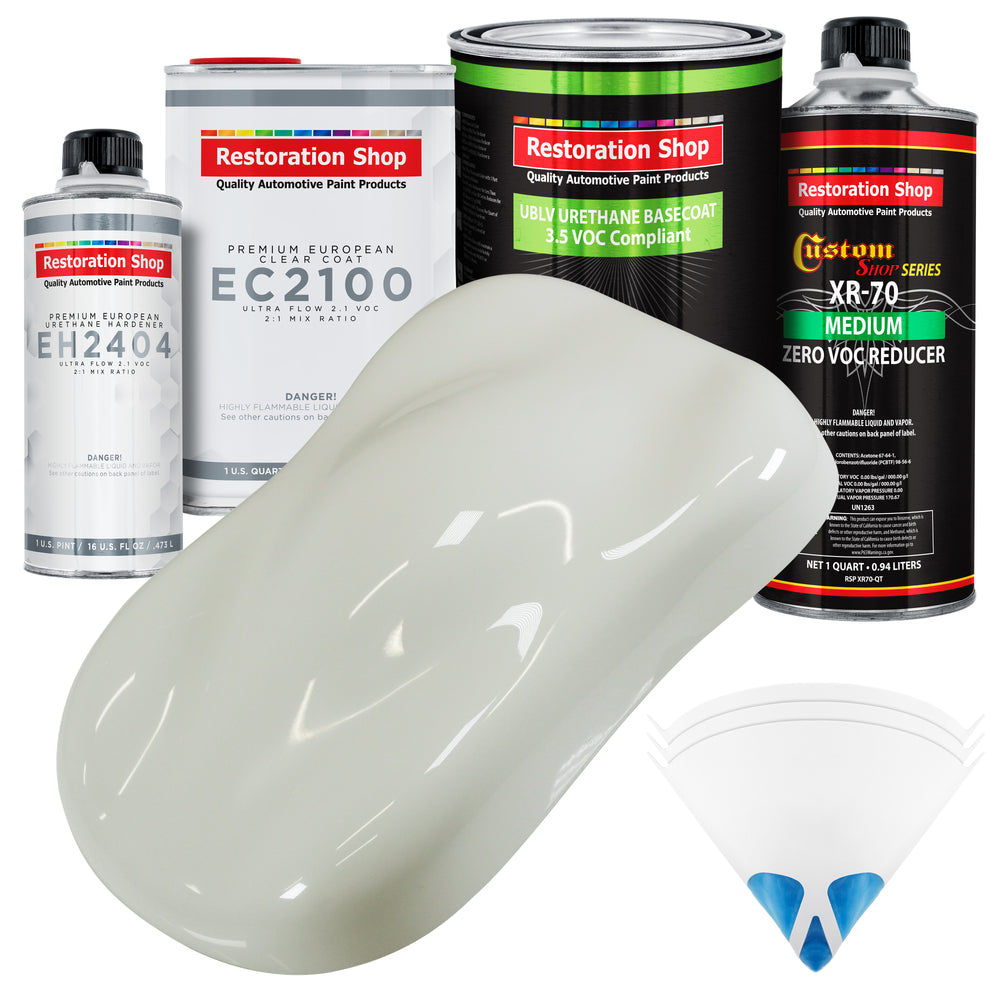 Ermine White - LOW VOC Urethane Basecoat with European Clearcoat Auto Paint - Complete Quart Paint Color Kit - Automotive Coating