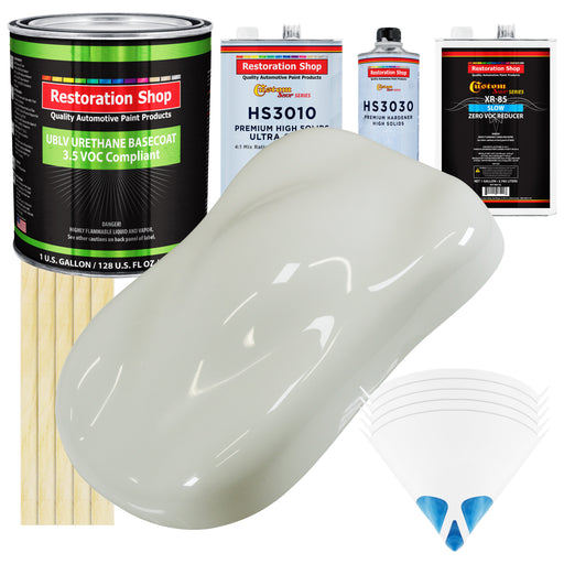 Ermine White - LOW VOC Urethane Basecoat with Premium Clearcoat Auto Paint (Complete Slow Gallon Paint Kit) Professional High Gloss Automotive Coating