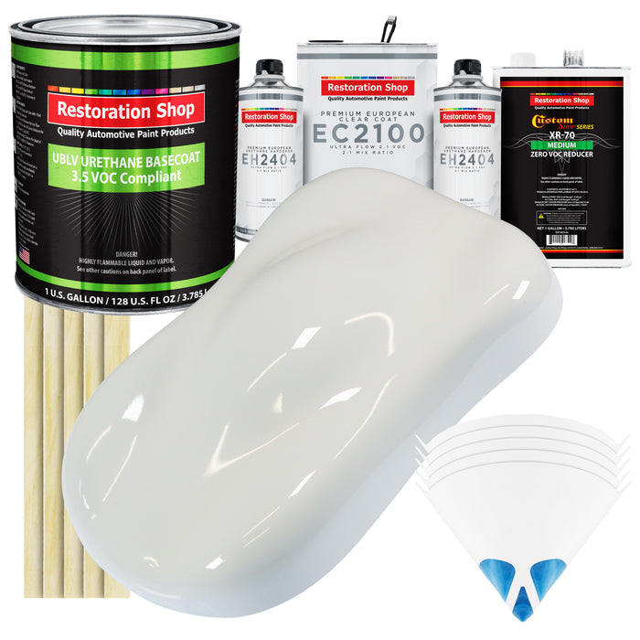 Pure White - LOW VOC Urethane Basecoat with European Clearcoat Auto Paint - Complete Gallon Paint Color Kit - Automotive Coating