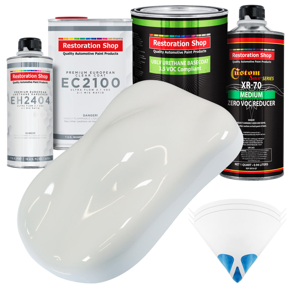 Pure White - LOW VOC Urethane Basecoat with European Clearcoat Auto Paint - Complete Quart Paint Color Kit - Automotive Coating