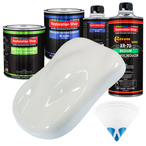 Pure White - LOW VOC Urethane Basecoat with Clearcoat Auto Paint - Complete Medium Quart Paint Kit - Professional High Gloss Automotive Coating