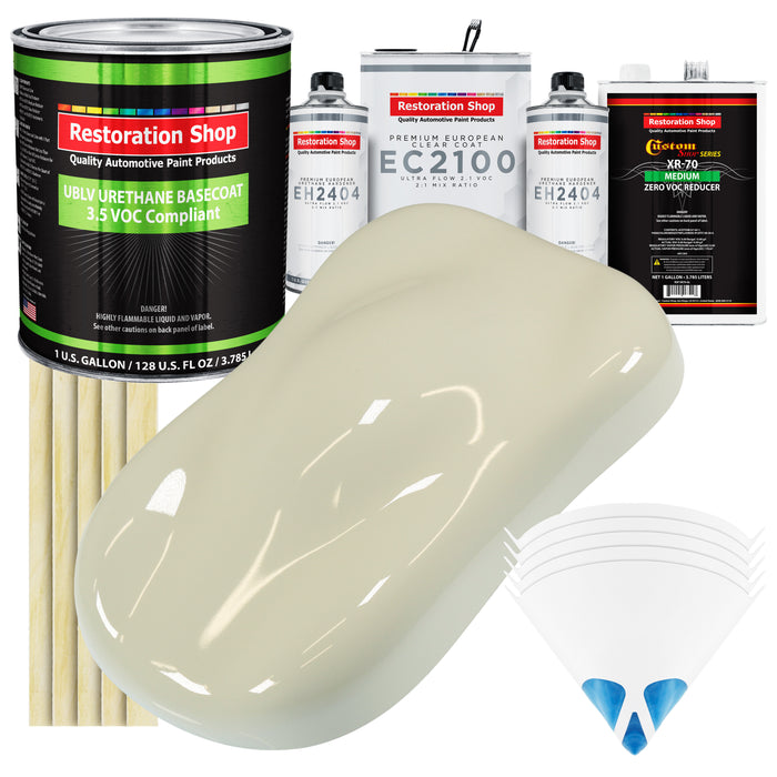 Grand Prix White - LOW VOC Urethane Basecoat with European Clearcoat Auto Paint - Complete Gallon Paint Color Kit - Automotive Coating