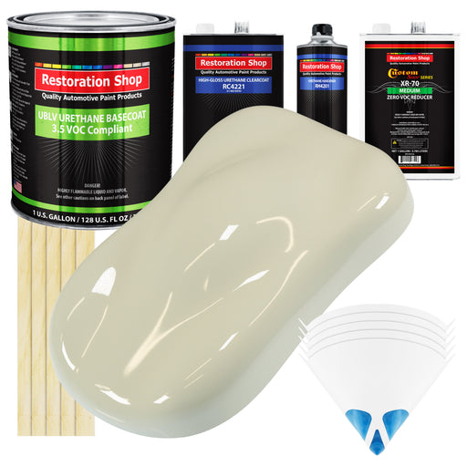 Grand Prix White - LOW VOC Urethane Basecoat with Clearcoat Auto Paint - Complete Medium Gallon Paint Kit - Professional High Gloss Automotive Coating