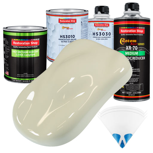 Grand Prix White - LOW VOC Urethane Basecoat with Premium Clearcoat Auto Paint (Complete Medium Quart Paint Kit) Professional Gloss Automotive Coating