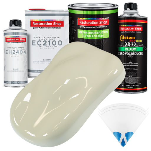 Grand Prix White - LOW VOC Urethane Basecoat with European Clearcoat Auto Paint - Complete Quart Paint Color Kit - Automotive Coating