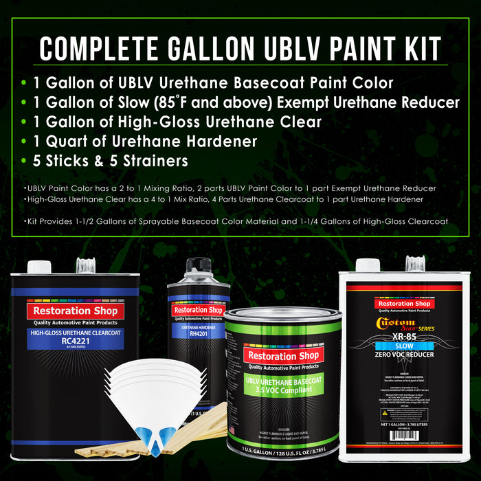 Grand Prix White - LOW VOC Urethane Basecoat with Clearcoat Auto Paint - Complete Slow Gallon Paint Kit - Professional High Gloss Automotive Coating