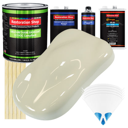 Grand Prix White - LOW VOC Urethane Basecoat with Clearcoat Auto Paint - Complete Slow Gallon Paint Kit - Professional High Gloss Automotive Coating