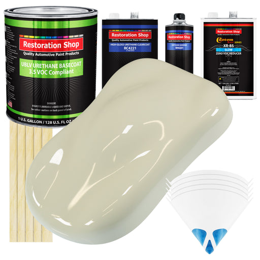 Grand Prix White - LOW VOC Urethane Basecoat with Clearcoat Auto Paint - Complete Slow Gallon Paint Kit - Professional High Gloss Automotive Coating