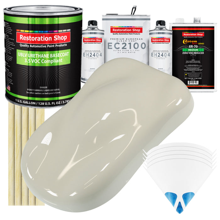 Spinnaker White - LOW VOC Urethane Basecoat with European Clearcoat Auto Paint - Complete Gallon Paint Color Kit - Automotive Coating