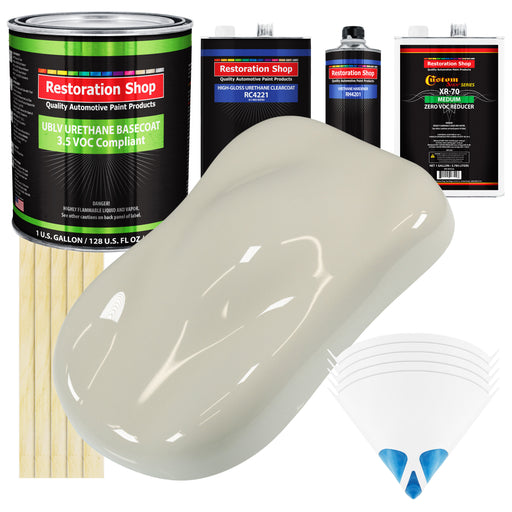 Spinnaker White - LOW VOC Urethane Basecoat with Clearcoat Auto Paint - Complete Medium Gallon Paint Kit - Professional High Gloss Automotive Coating