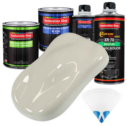 Spinnaker White - LOW VOC Urethane Basecoat with Clearcoat Auto Paint - Complete Medium Quart Paint Kit - Professional High Gloss Automotive Coating