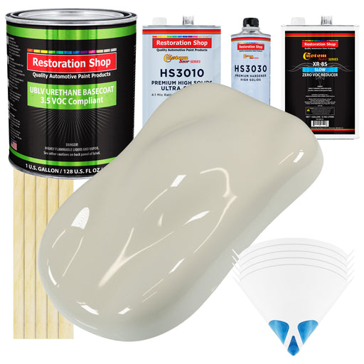 Spinnaker White - LOW VOC Urethane Basecoat with Premium Clearcoat Auto Paint - Complete Slow Gallon Paint Kit - Professional Gloss Automotive Coating