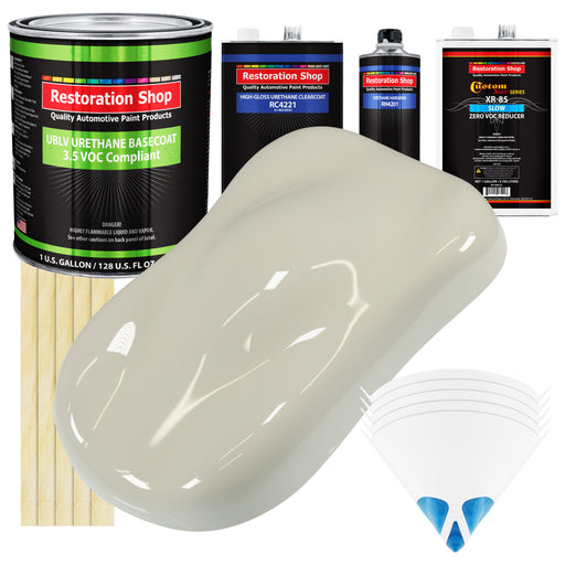 Spinnaker White - LOW VOC Urethane Basecoat with Clearcoat Auto Paint - Complete Slow Gallon Paint Kit - Professional High Gloss Automotive Coating