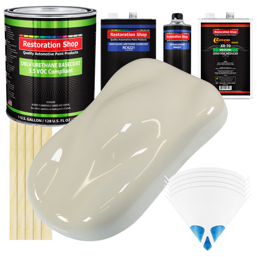 Performance Bright White - LOW VOC Urethane Basecoat with Clearcoat Auto Paint - Complete Medium Gallon Paint Kit - Professional Automotive Coating