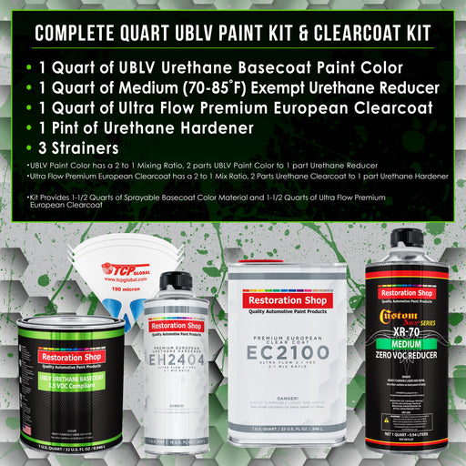 Performance Bright White - LOW VOC Urethane Basecoat with European Clearcoat Auto Paint - Complete Quart Paint Color Kit - Automotive Coating